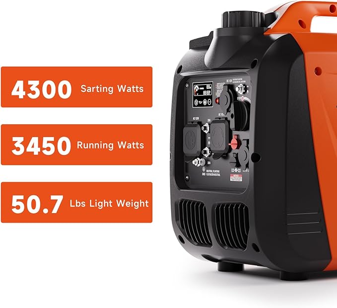 AIVOLT Inverter Generator 4300W Gas Powered Portable Super Quiet Outdoor Generator RV Ready for Camping Tools and Home Use, EPA Compliant