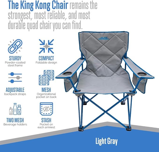 ALPS Mountaineering King Kong Camping Chairs for Adults with Mesh Cup Holders and Pockets, Built Durable and Reliable with Compact Foldable Steel Frame