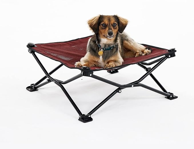 Coolaroo On-The-Go Elevated Dog Bed - Foldable Pop-Up Travel Dog Bed with Breathable, Moisture-Resistant Fabric, Carry Bag Included, Lightweight & Portable, Brick, Standard