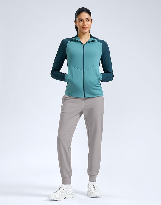 G Gradual Women's Fleece Lined Joggers Water Resistant Hiking Pants High Waisted Winter Thermal Sweatpants 3 Zipper Pockets