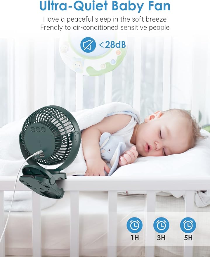 Camping Fan with Remote Control - 12000mAh Rechargeable Battery Powered Fan, Camping Fans for Tents with LED light & Hanging Hook, Rechargeable Battery Operated Ceiling Fans for Tent RV Bed, Green