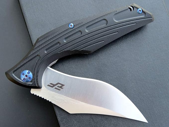 Eafengrow EF924 Folding Knife D2 Steel Blade + G10 Handle camping Knife Outdoor EDC TOOL (Black)