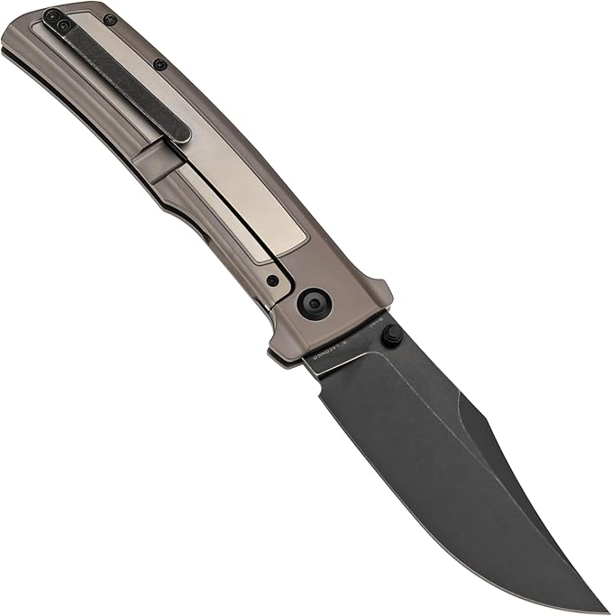 KANSEPT Bison Pocket Folding Knife, 4.25'' Blackwash CPM S35VN Steel Sharp Blade, Bronze Anodized Durable Two-Tone Titanium Handle, Frame Lock and Thumb Stud for Edc, Camping Hiking Knives K1108B3