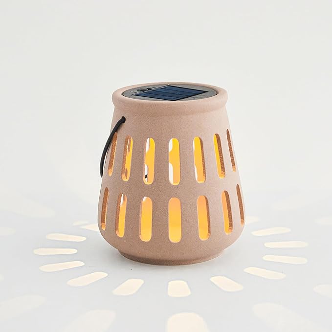 Solar Table Lanterns Outdoor Waterproof - Hanging Lamp Table Lights -Solar Powered Decorative Lantern for Desk Patio Porch Garden Pathway Yard, Housewarming Gift for Women/Men (Ceramic Brown)