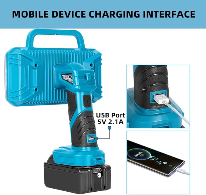 40W Cordless LED Flashlight for Makita 18V Lithium-ion Battery, 4200LM Handheld Work Light with USB Charger Port for Camping, Hiking, Climbing, Job Site, Indoor & Outdoor Use