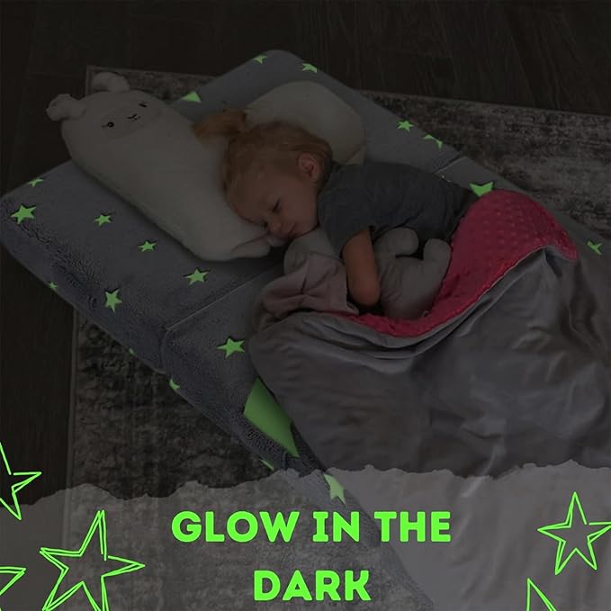 MeMoreCool Foldable Floor Mattress for Kids, Toddler Floor Nap Mat for Sleeping Daycare, Small Child Foldable Mattress Floor Bed, Trifold Futon Portable Tri Folding Mattress, Glow 63x26 Inch