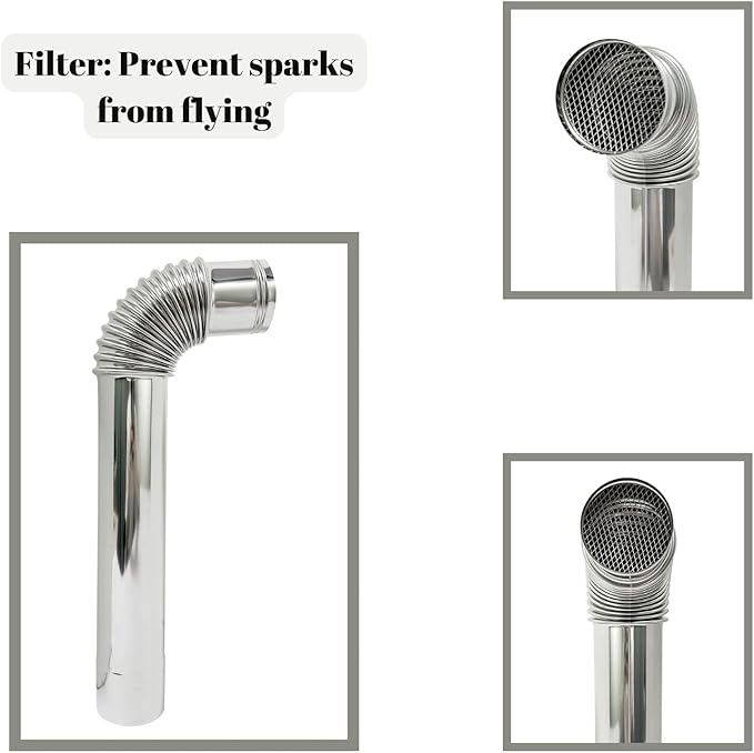 2.36" Spark Arrestor Screen Stove Pipe Filter Chimney Rain Cap for Camping Wood Stove