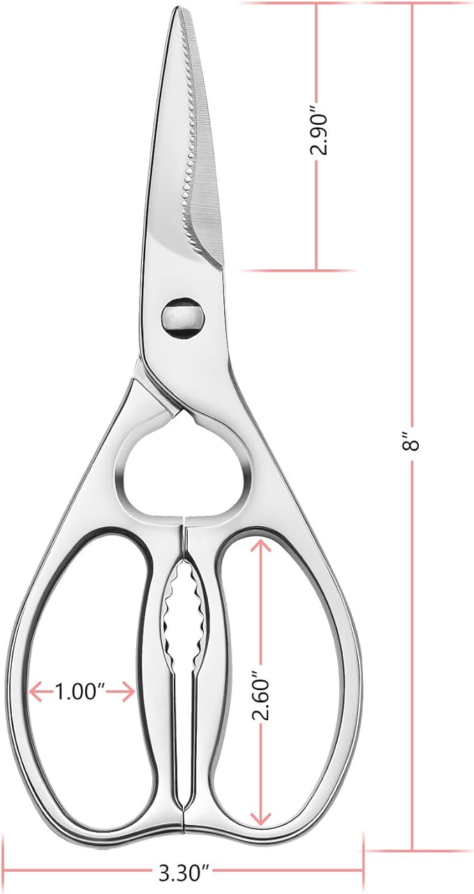 Come Apart Kitchen Shears by WELLSTAR, Multi-purpose Heavy Duty German Stainless Steel Food Scissors for Cutting Meat Poultry Chicken Vegetable, Durable One Piece Construction, Mirror Finish