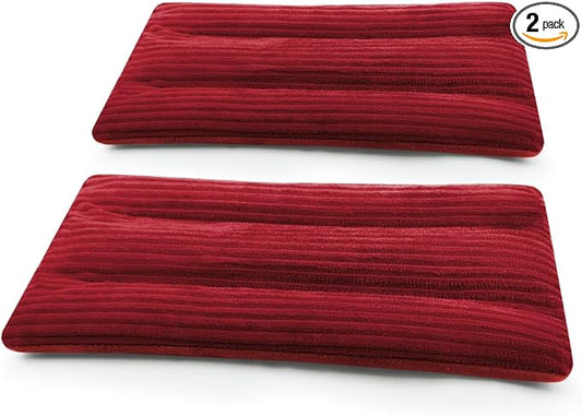 Microwave Heating Pad 6 x 12 Heating Pad Mini Microwave, Microwave Bean Bag Heating Pad for Neck and Shoulders, Moist Heat Pack Pillow Warm Compress for Knee, Joints, Abdomen (Wine Red) - 2 Pack