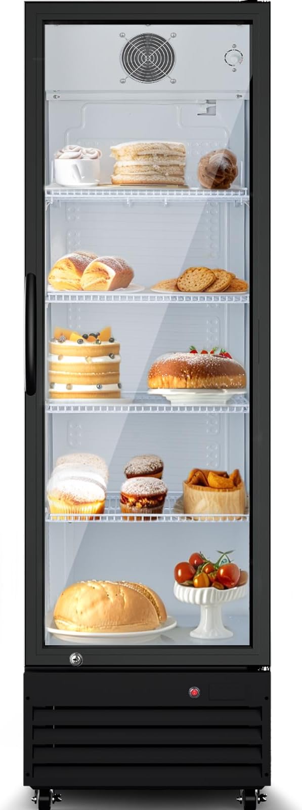 BODEGACOOLER Commercial Beverage Refrigerator with Glass Door,12.5 Cu.Ft Display Merchandiser Drink Refrigerator,Upright Commercial Bar Fridge,Display Drink Cooler with Soft LED Light