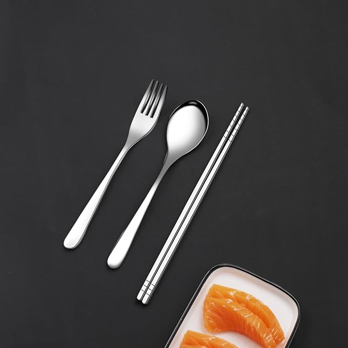 Pure Titanium Cutlery Set Chopsticks Fork Spoon Table Knife Portable Reusable Travel Tool Set (2)