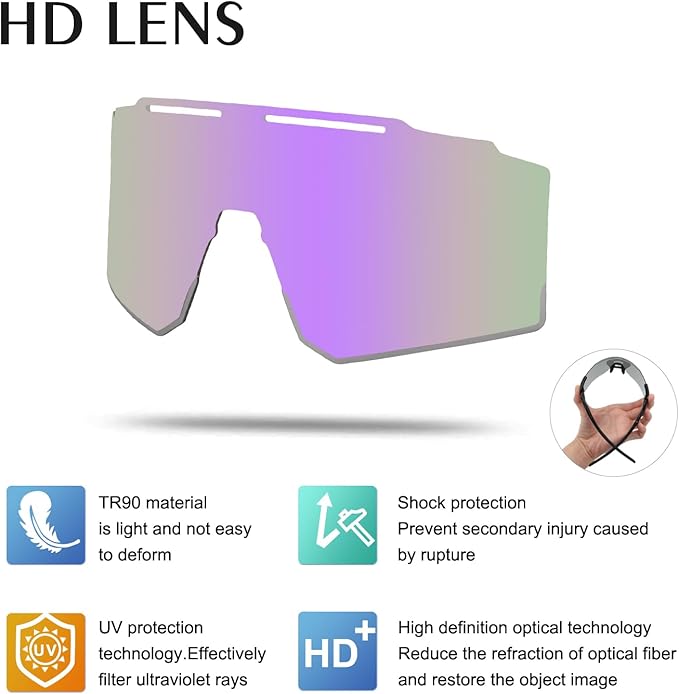 OULAIQI Cycling Sunglasses Polarized Sunglasses for Cycling Men Women with 1 Lens or 3 Interchangeable Lens Baseball Glasses