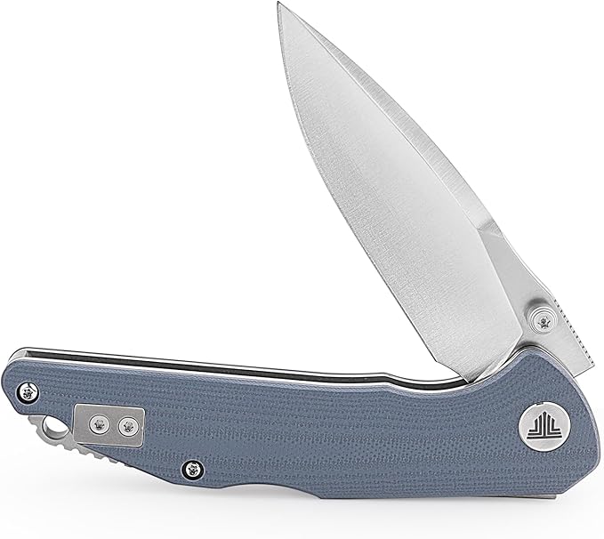 Pocket Knife for Men,EDC Folding Knife with Reversible Clip,3.3in 14C28N Blade, Thumb Studs & Lockback Outdoor Knives, Camping Tool,Arae-03G(Satin)