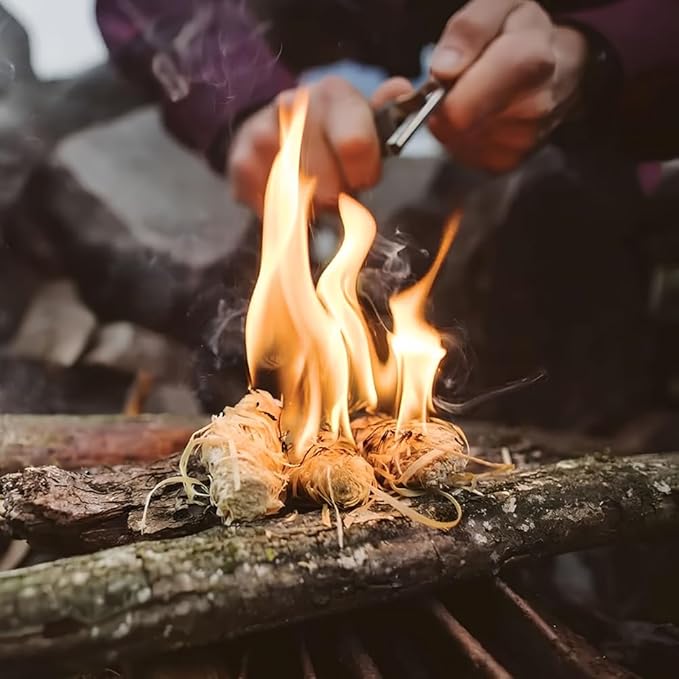 Eco-Friendly Hardwood & Wax Fire Starter | 6-8 Min Burn Time | Quick, Safe Ignition for BBQs, Smokers, Firepits, Woodstoves, Fireplaces & Campfires | FSC Certified | Portable & Mess-Free (60)