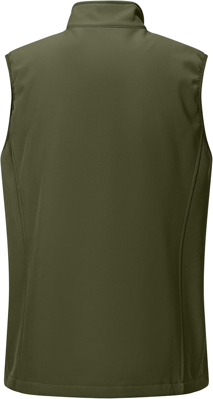 Outdoor Ventures Men's Running Vest Outerwear, Lightweight Windproof Fleece-Lined Softshell Sleeveless Jacket for Golf