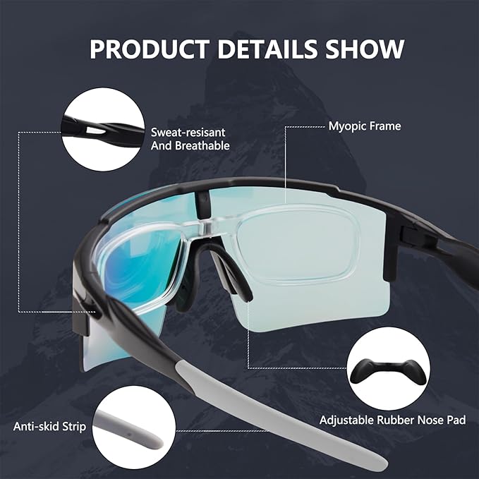 OULAIQI Cycling Sunglasses Polarized Sunglasses for Cycling Men Women with 1 Lens or 3 Interchangeable Lens Baseball Glasses