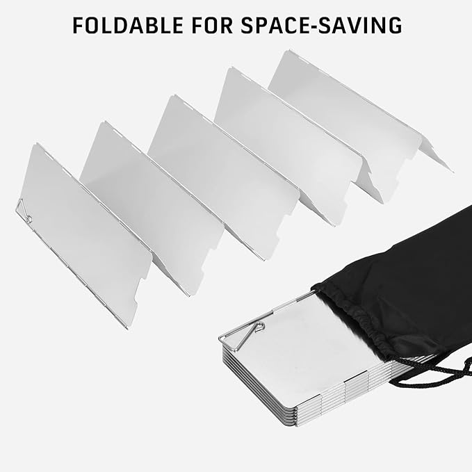 Camping Stove Windscreen 14 Plates Folding Outdoor Stove Windshield Camp Stove Wind Screen Aluminium Alloy Windshield for Butane Burner Grill Wind Blocker Shield