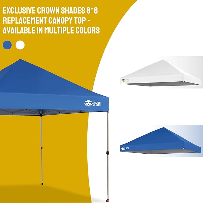 CROWN SHADES 8x8 Canopy Replacement Top - Only Compatible with Crown Shades RS64F Series, Silver Coated with Air Vent, Blue (Top Only)