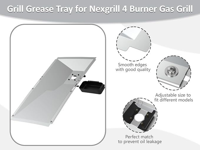 Adjustable Grill Grease Tray with Universal Catch Pan for 3/4/5 Burner Gas Grill Parts,Grill Drip Pan Replacement Parts for 720-0830H 720-0882A Nexgrill Parts,23.6"-31.6",Width 15"