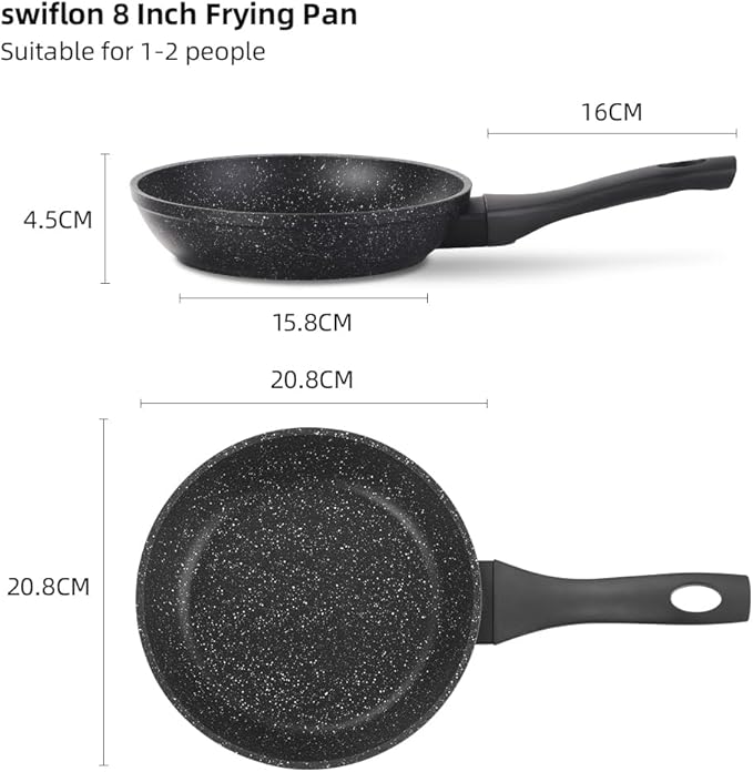 Non Stick Frying Pans,Healthy Stone Cookware,Deep Frying Pan Skillet,Omelette Pan,Egg Pans Nonstick,PFOA-free Non Toxic Frying Pan (8 Inch)