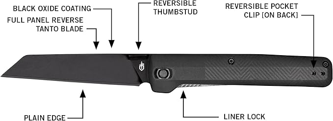 Gerber Gear Pledge Pocket Knife with Pocket Clip - 3.7" Full Panel Plain Edge Blade Folding Knife - EDC Gear and Equipment - Omni Gray