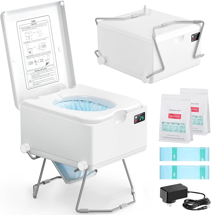 Dry Flush Toilet – Waterless, Odorless, Self-Contained | Rechargeable Portable Toilet for RVs, Van, Boat, Tiny House, Off-Grid | Easier to Use Than Composting or Incinerator Toilets