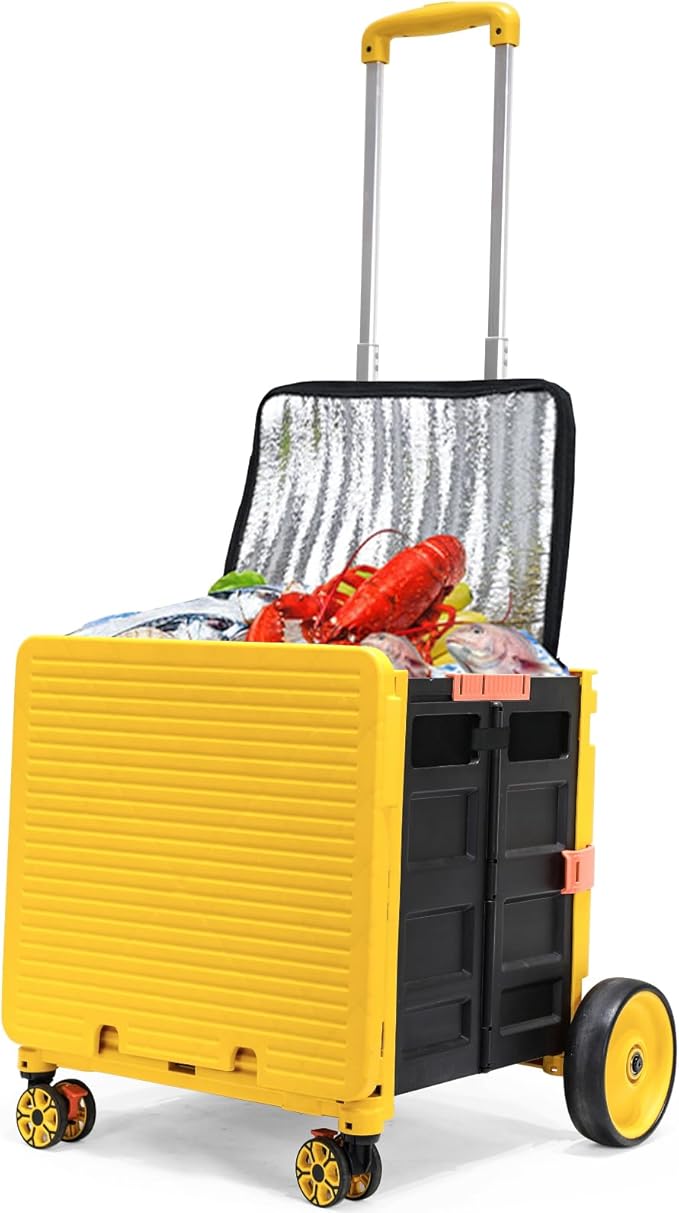Cooler Bag Wheeled,Large Insulated Rolling Cooler Collapsible Leakproof Portable Hard Framed Ice Packs for Camping Picnic Beach Travel