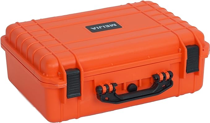 MEIJIA All Weather Portable IP67 Waterproof Protective Case, Hard Camera Case with customizable foam, Perfectly Protection of Camera, Drones,Pistols,Lens,Equipments,18.5 x14.06x6.93inches(Orange)