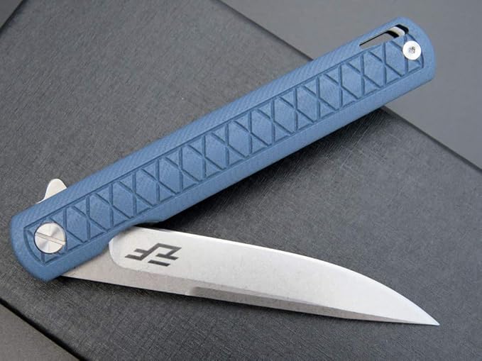 Eafengrow EF16 Folding Knife Flipper Ball Bearing Point D2 Blade G10 Handle with Pocket Clip Everday Carry Pocket Knife Liner Lock Camping Tactical Outdoor Multitool (Gray Blue)