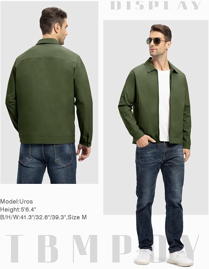 TBMPOY Men's Lightweight Jackets Casual Windbreaker Stylish Light Fall Spring Golf Work Dress Business