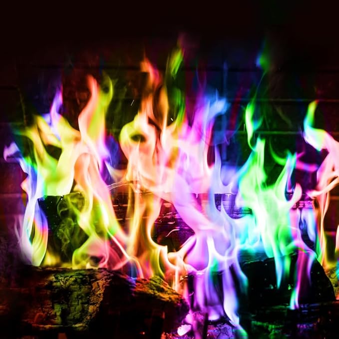 Color Flame Packets - Safe for Indoor & Outdoor Use - 1 Hour Burn for Campfires, Fireplaces, Firepits - No Need to Open Just Drop in - Perfect for Christmas, Birthdays (Multi, 30)