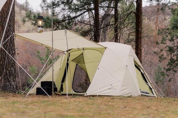 Snow Peak Alpha Breeze Tent, Camping Tent, Easy Set Up, Water Repellent, UV-Protective Finish, Ivory, 4 Person