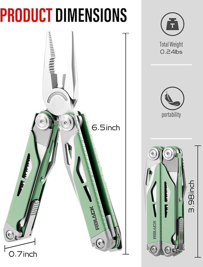 Multitool, 21-in-1 Multi Tool Pliers with Safety Locking and Spring-Action Scissors, Heavy-duty Stainless Steel Multi-tool Set with Nylon Sheath for Work, Home, Garden, DIY & Auto