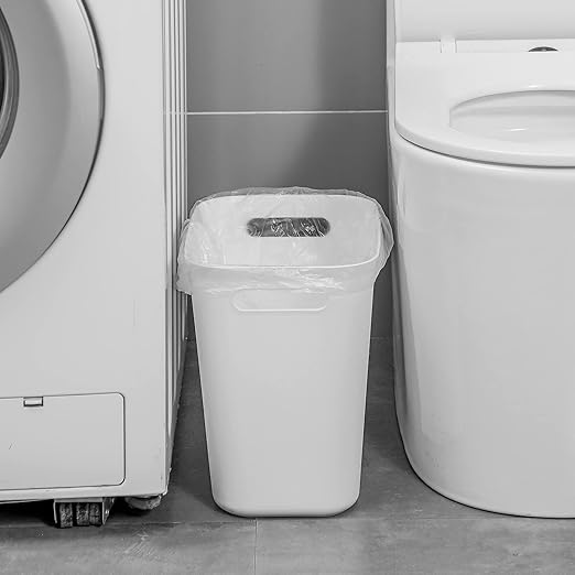 UUJOLY Plastic Small Trash Can Wastebasket, Garbage Container Basket for Bathrooms, Laundry Room, Kitchens, Offices, Kids Rooms, Dorms, 3.5 Gallon, White, 3 Pack