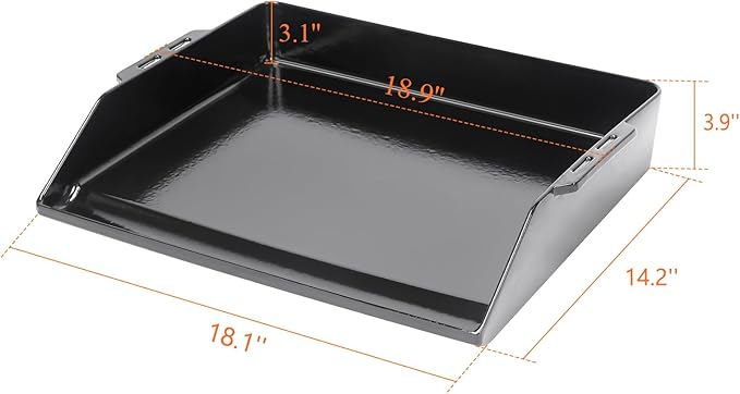 Universal Cast Iron Cooking Griddle 18" x 14", Porcelain Nonstick Coating Griddle, Flat Top Grill Plate with Extra High Sidewalls, for Gas Grills, Oven, Stove