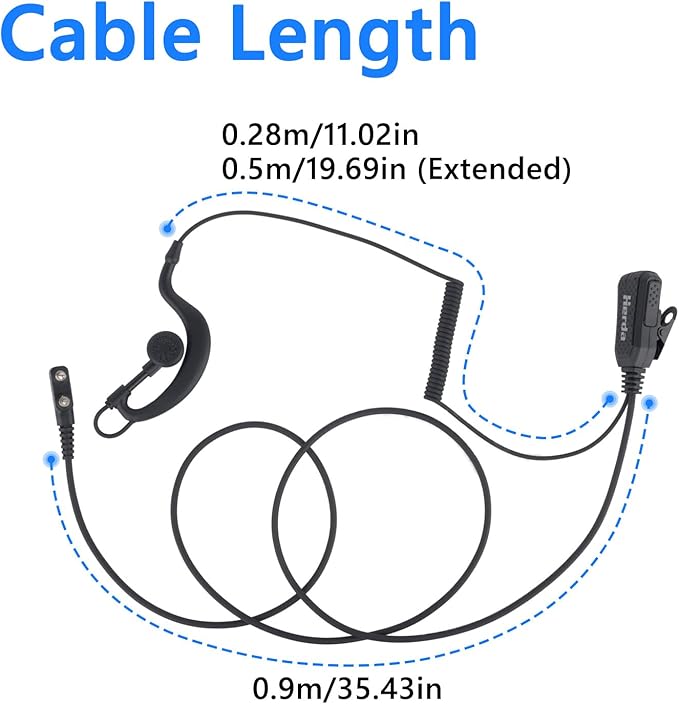 Herda (Pack of 10) Noise Reduction Walkie Talkie Earpiece with Mic, K1 2-Pin Split-Wire Surveillance Earpiece, Compatible with Kenwood, pxton, Baofeng, Retevis Two Way Radio, 2 Way Radio Headset