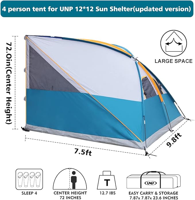 UNP Camping Cube | Pop Up Canopy Side Tent for 10' x 10' Canopies Tent Easy Set Up Gazebo (Canopy/SHELTER NOT Included)
