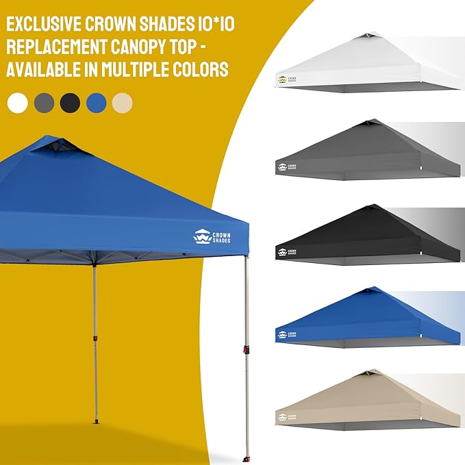 Crown Shades 10x10 Canopy Replacement Top - Only Compatible with Crown Shades RM100H Series, Silver Coated with Air Vent, Blue (Top Only)