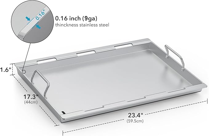 Stanbroil Full Size Griddle Insert for Weber Spirit 300, Spirit 400 Series Gas Grill, Flat Top Grill Griddle Insert for Weber Spirit 310 315 320 330 335 425 435, Stainless Steel