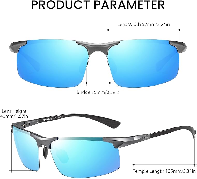 DUCO Mens Sunglasses Polarized Sports Fishing Running Driving Carbon Fiber Sunglasses for Men UV400 Protection DC8277