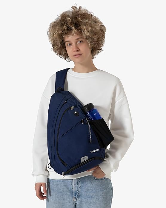 WATERFLY Large Crossbody Sling Bag: Over Shoulder Backpack Daypack Casual Cross Chest Side Pack