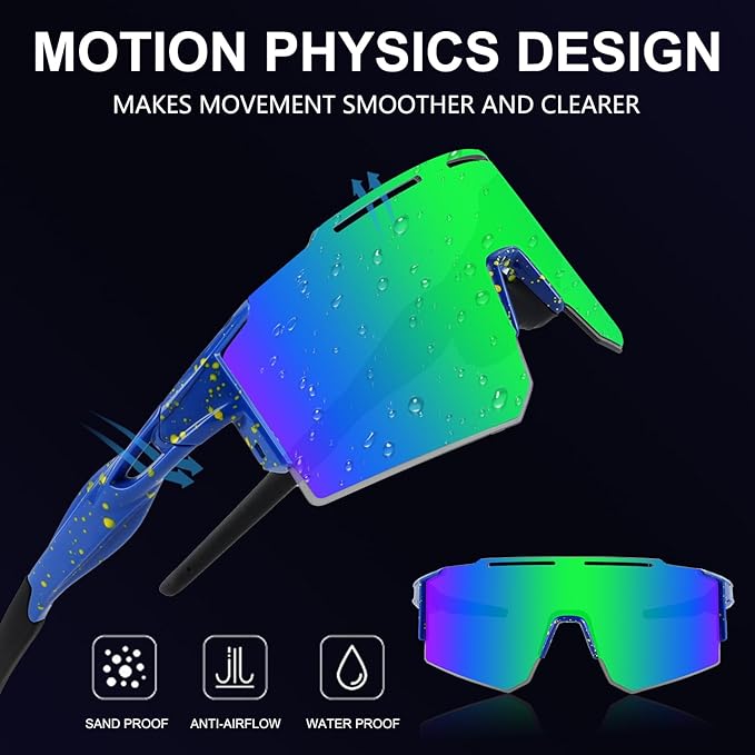 OULAIQI Cycling Sunglasses Polarized Sunglasses for Cycling Men Women with 1 Lens or 3 Interchangeable Lens Baseball Glasses