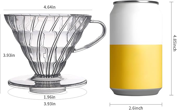 Pour Over Coffee Maker, Single Cup Coffee Dripper, Manual Porcelain Slow Brewing Accessories for Travel, Camping, Office, Home, Cafe, Coffee Gifts (Clear, Large)