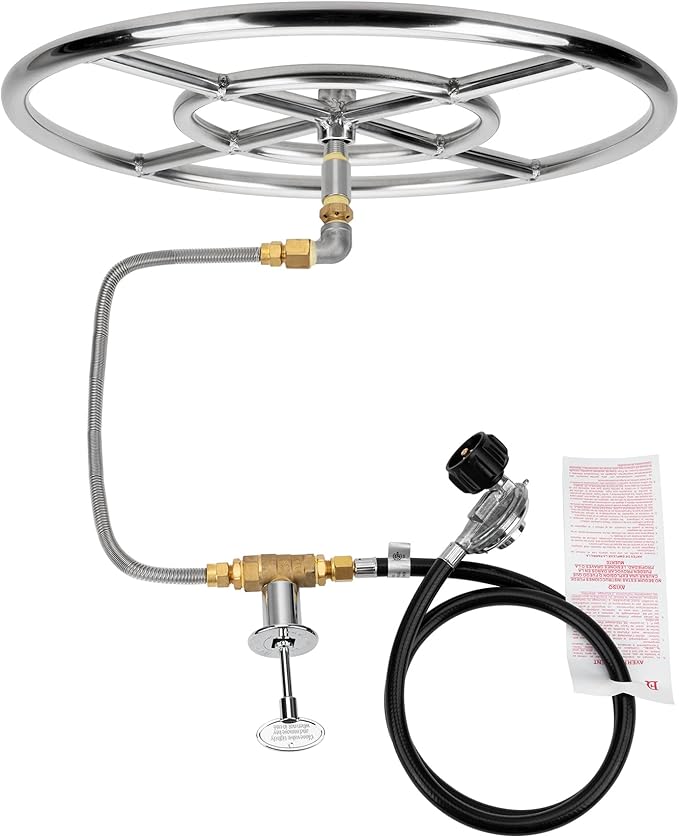 Stanbroil LP Propane Gas Fire Pit Stainless Steel Burner Ring Installation Kit, 18-inch