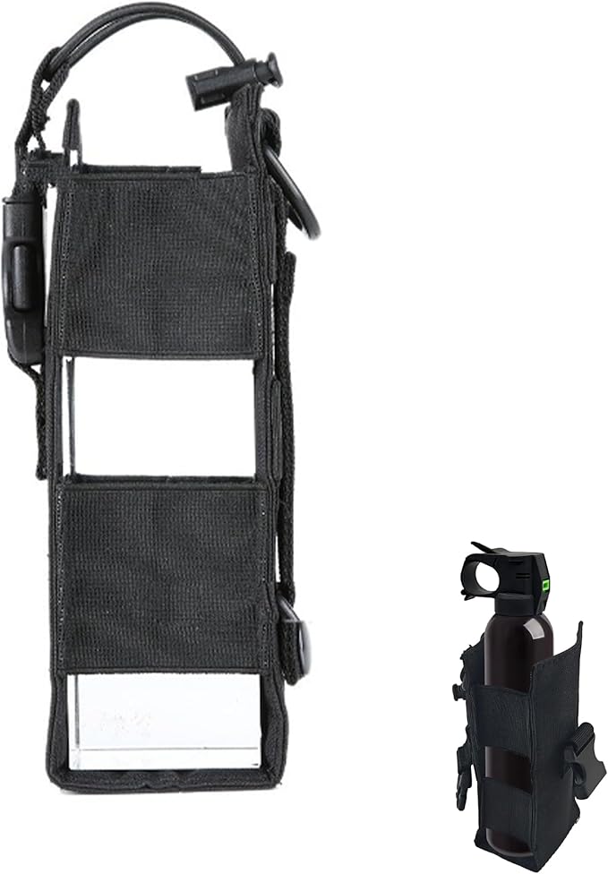 Bear Spray Holster for 7.9, 9.2 & 10.2 oz Canisters – Heavy-Duty Black Nylon Pouch with Quick Release Buckle & Elastic Cord, Secure Fit for Hiking, Camping, Hunting, Outdoor Carry (Spray Not Included)