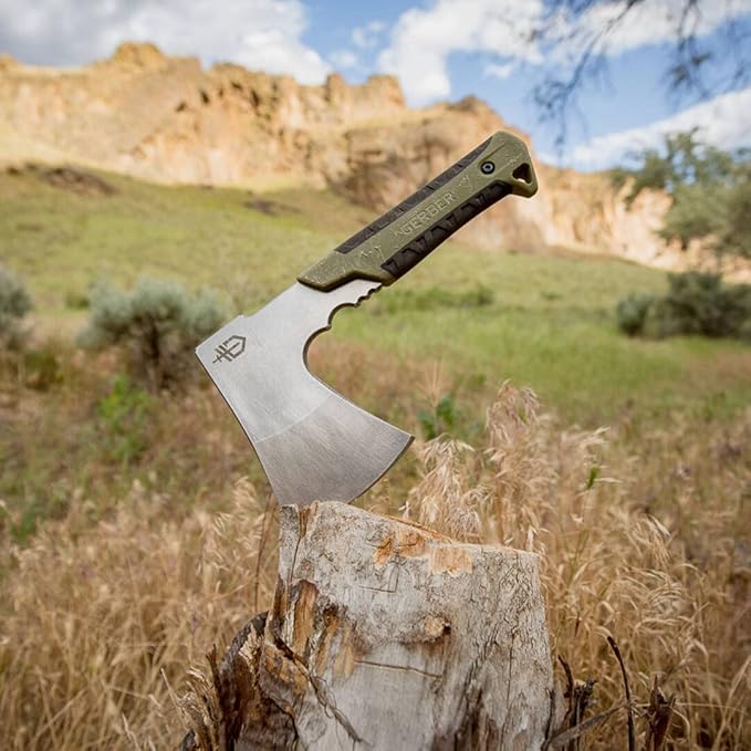 Gerber Gear Pack Hatchet - 3.5" Steel Blade Axe with Full Tang - Survival, Bushcraft and Camping Gear - with Mountable Nylon Sheath