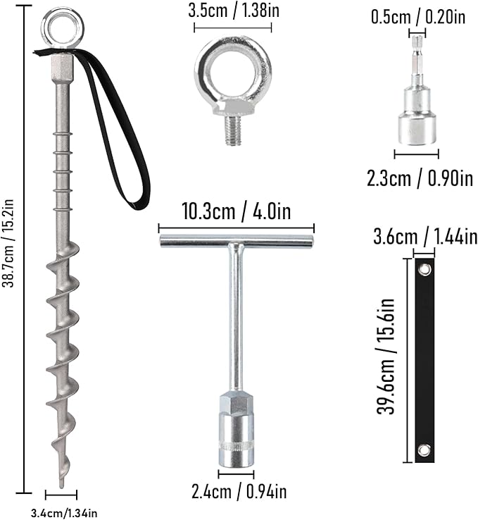 8 PCS Screw in Tent Stakes for Women Men Ground Anchors for Sand, Trampolines, Camping - Aluminium Heavy Duty Rust Prevention Pegs Spikes Drillable Threaded Anchor Stake - Silvery 14 inch