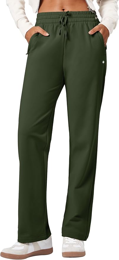 Willit Women's Fleece Lined Pants with Zipper Pockets Winter Thermal Warm Hiking Straight Leg Pants 27"/29"/31"