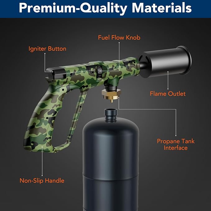 Sondiko Propane Torch Head, Powerful Kitchen Torch for Cooking, BBQ, Sous Vide and Steak Searing, Adjustable Blow Torch - Perfect Campfire Charcoal Starter(Propane Tank Not Included)