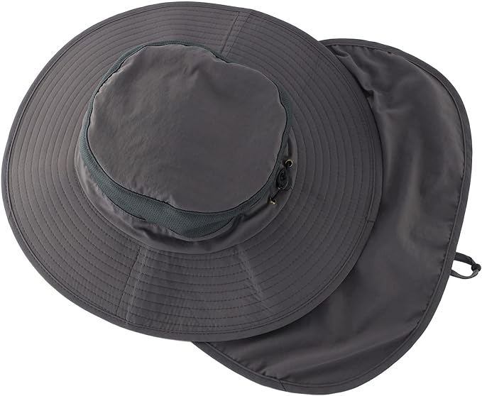 Home Prefer Outdoor UPF50+ Mesh Sun Hat Wide Brim Fishing Hat with Neck Flap Sun Hat for Men Women